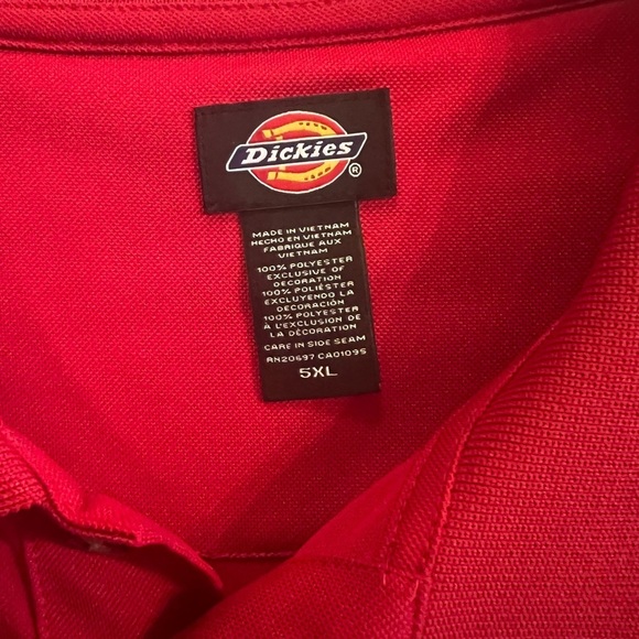 NWT- 🇺🇸 Dickies Red Men’s Collared Polo Pull Over Size 5X - Picture 4 of 8